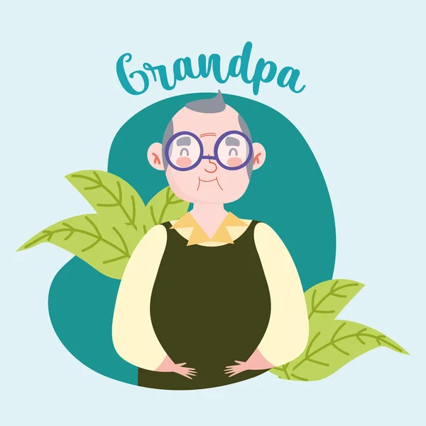 Grandpa with leaves — Stock Vector