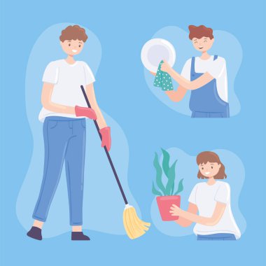 Temizlik yapan insanlar