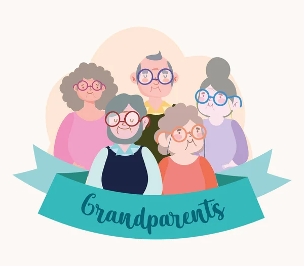 Grootouders cartoon met lint — Stockvector