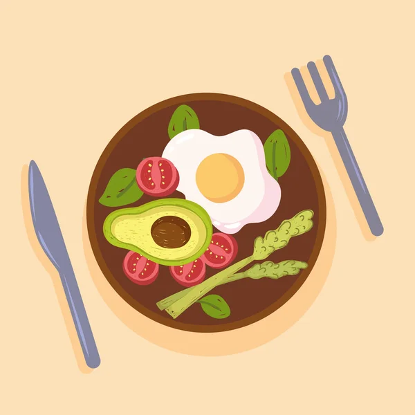 Egészséges saláta és tojás — Stock Vector