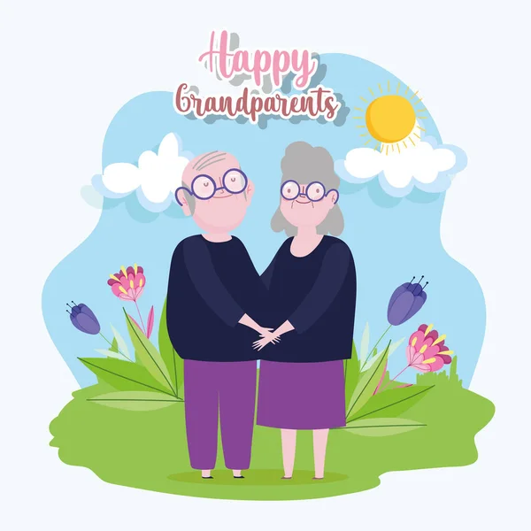 Kakek-nenek bahagia pasangan yang manis - Stok Vektor