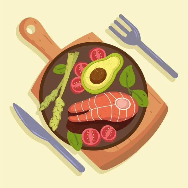 Pescado y hortalizas — Vector de stock