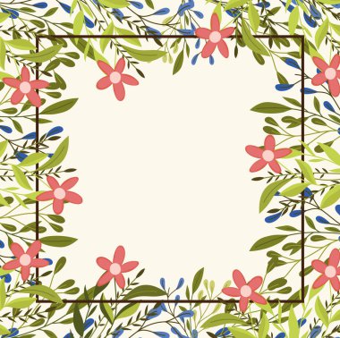 Çiçekler ve yapraklarla çerçevelenmiş