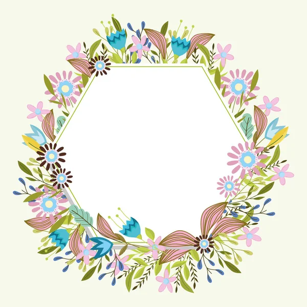 Fleurs feuilles et cadre — Image vectorielle