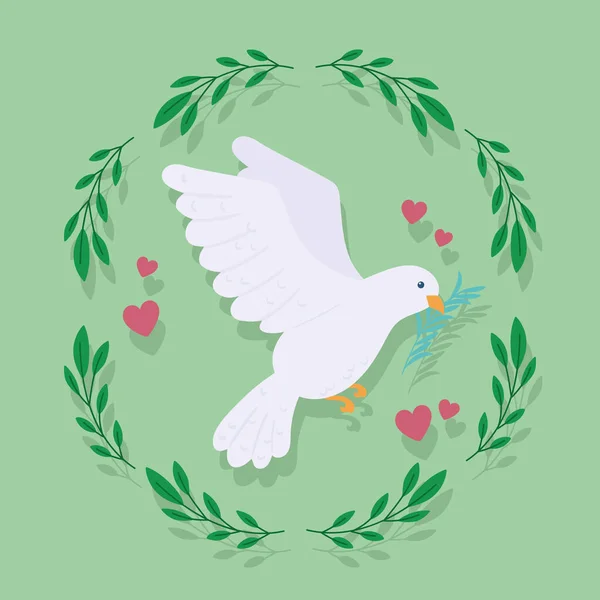 Mírová holubice s větví — Stockový vektor