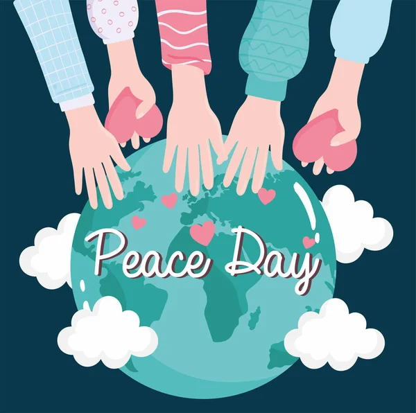 Dünya barış elleri ve sevgi — Stok Vektör