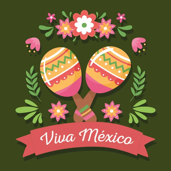 Viva mexico celebration card — Stock Vector