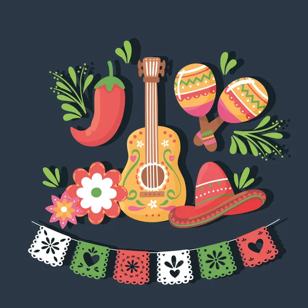 Maracas de guitare mexicaine — Image vectorielle
