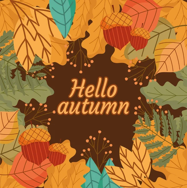 Bonjour automne chute feuilles — Image vectorielle