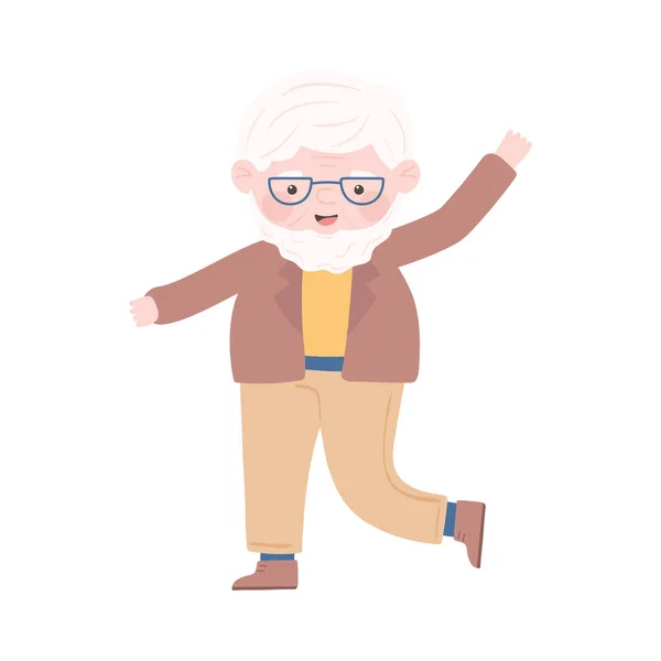 Barbudo lindo abuelo — Vector de stock