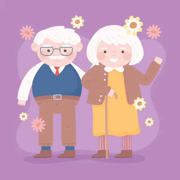 Tatlı yaşlı çift — Stok Vektör