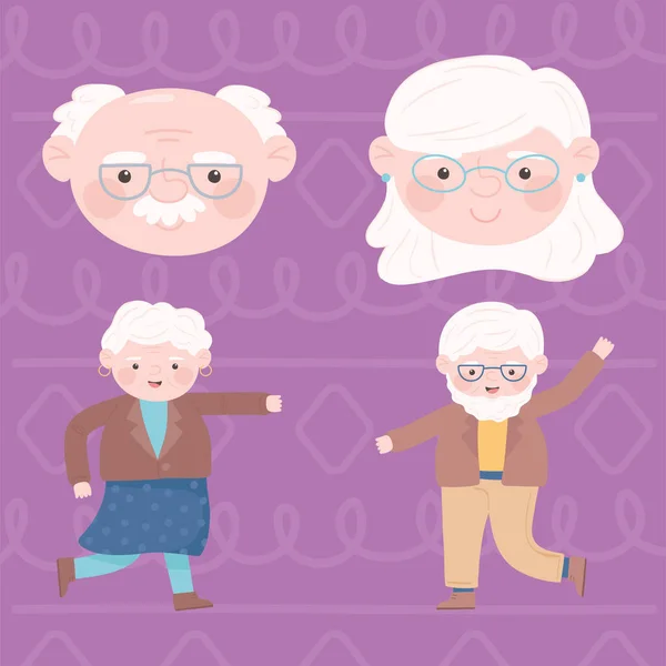Bonito avós conjunto —  Vetores de Stock