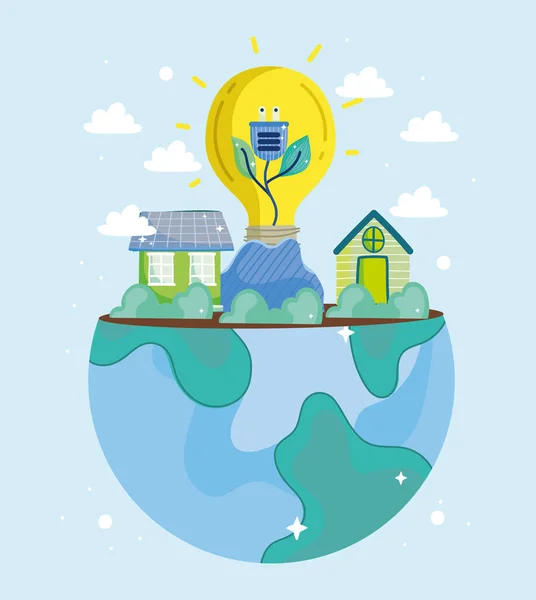 Énergie verte mondiale et maisons — Image vectorielle