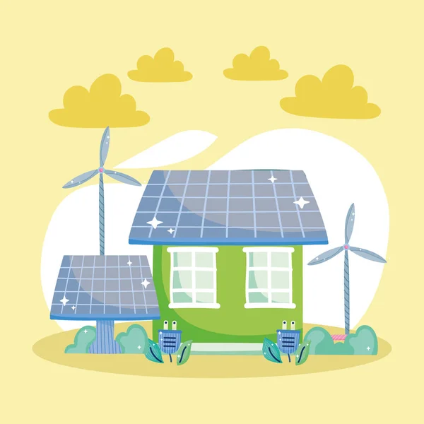 Huis met groene energie — Stockvector