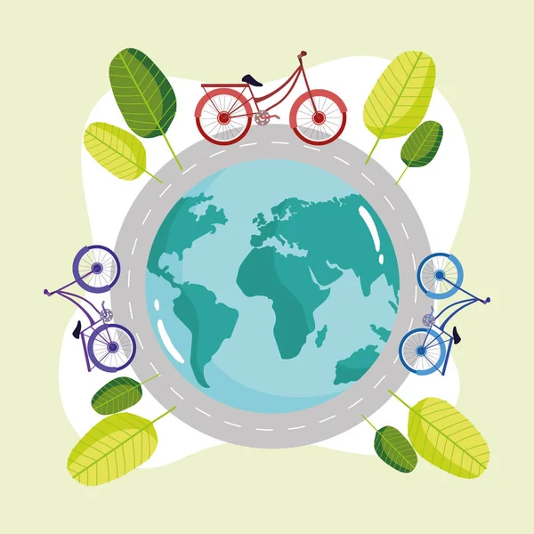 Bikes on the world — Stock Vector