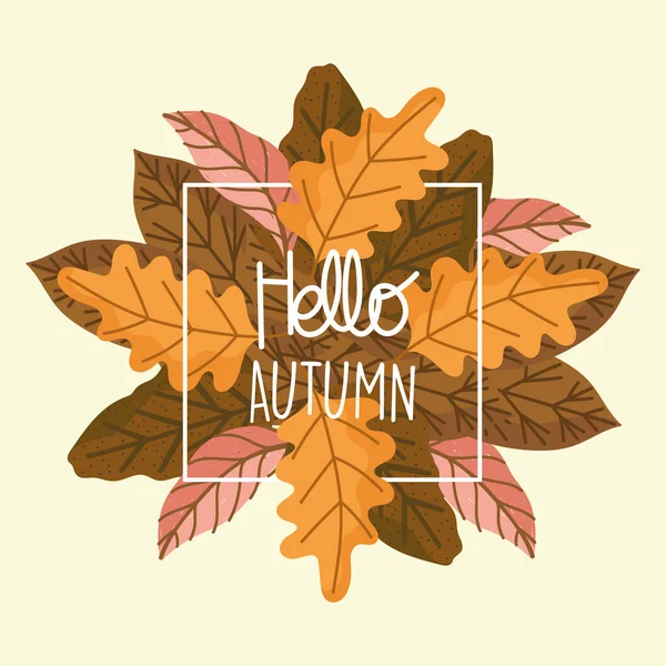 Bonjour automne cadre feuilles — Image vectorielle