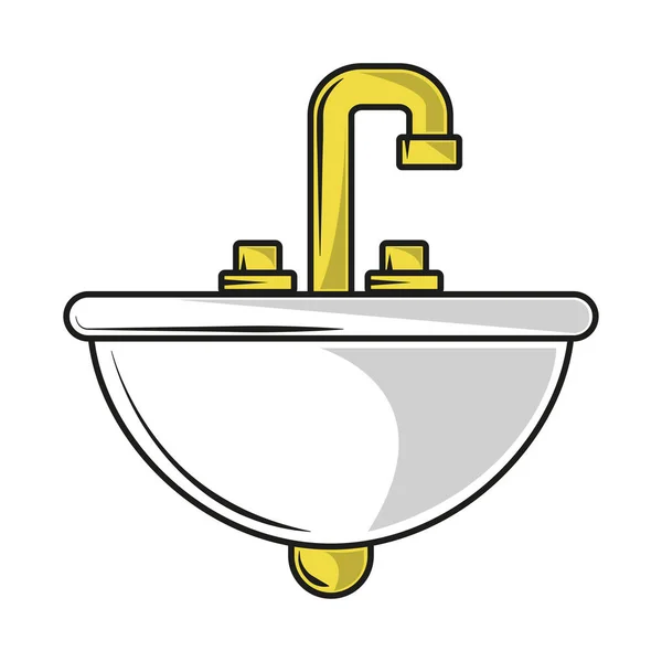 浴室洗涤槽和水龙头 — 图库矢量图片