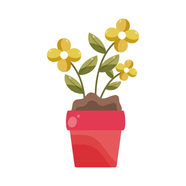 Flores en maceta decoración — Vector de stock