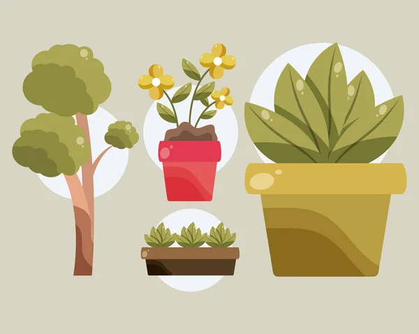 Árvore de jardinagem e plantas —  Vetores de Stock