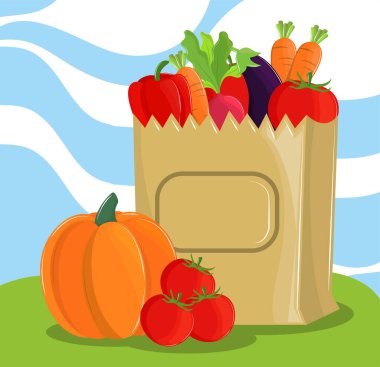 Kağıt torba içinde taze ürünler