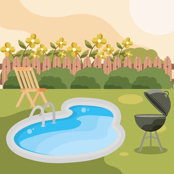 Garten mit Pool — Stockvektor
