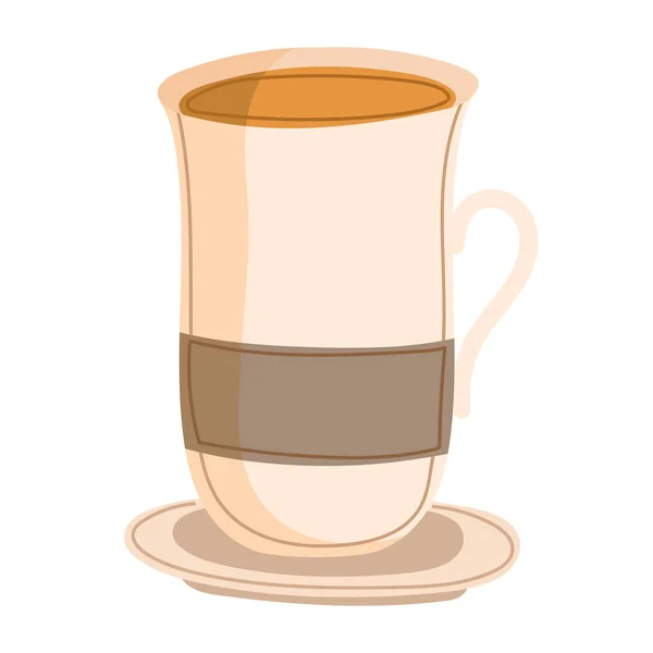 Tasse mit Kaffee auf Teller — Stockvektor