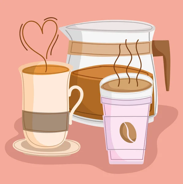 Горячий кофе чашки и производитель — стоковый вектор