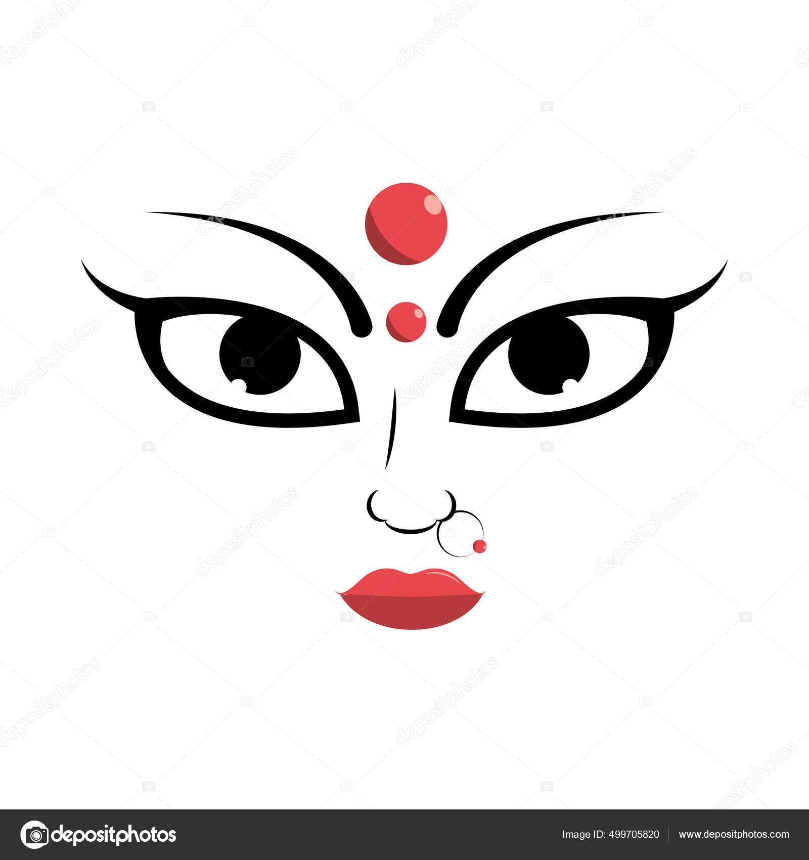 Durga rosto hindu deusa Vetor de ©stockgiu 499705820, image size:1600x1700
