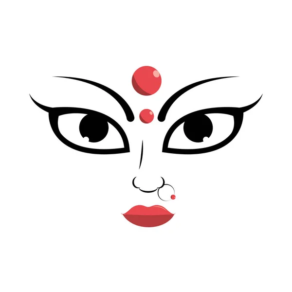 Durga cara diosa hindú — Vector de stock