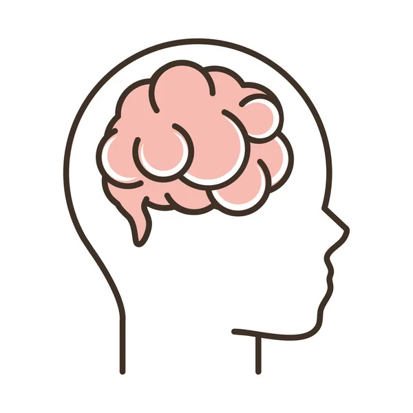 Perfil cerebro pensar — Vector de stock