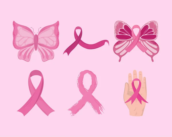 Embalagem de ícones de câncer de mama — Vetor de Stock
