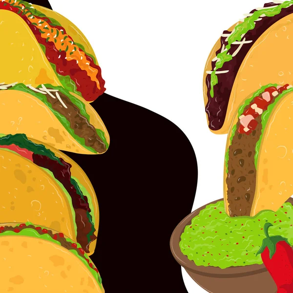 Taco Tag mexikanisches Essen — Stockvektor
