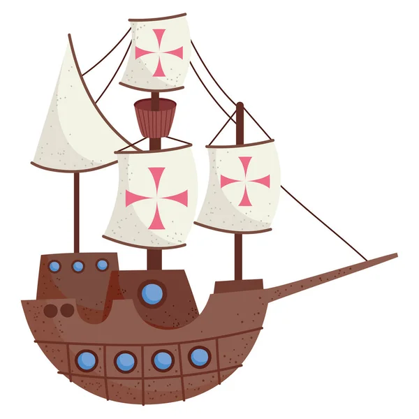 Dibujos animados nave galeón — Archivo Imágenes Vectoriales
