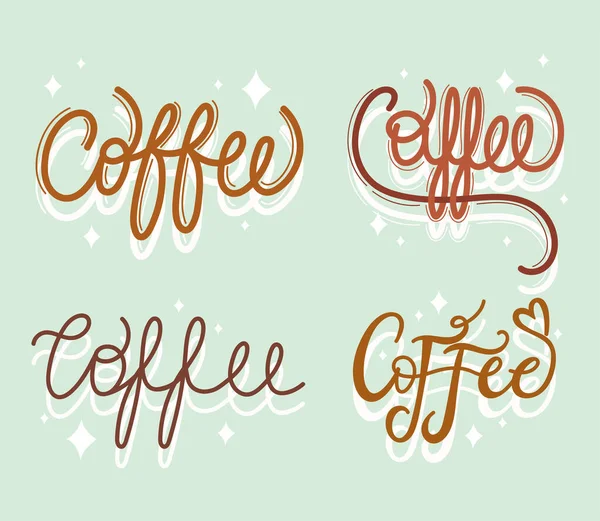 Set de palabras de café — Vector de stock