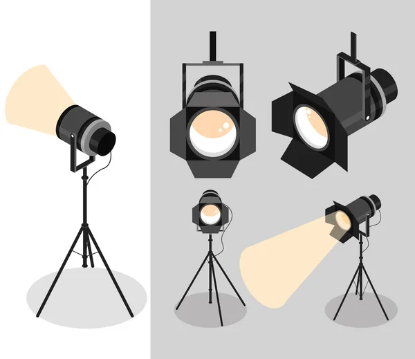 Set of spotlights professional — Stock Vector