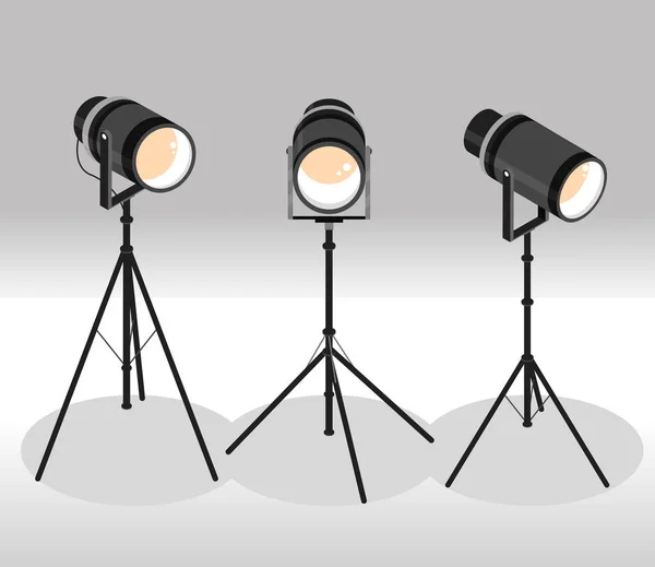 Stage spotlights on tripod — Stock Vector