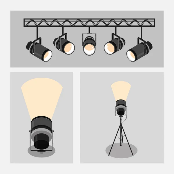 Set icone riflettori — Vettoriale Stock