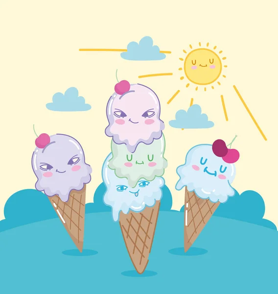 Cone de sorvetes bonito — Vetor de Stock