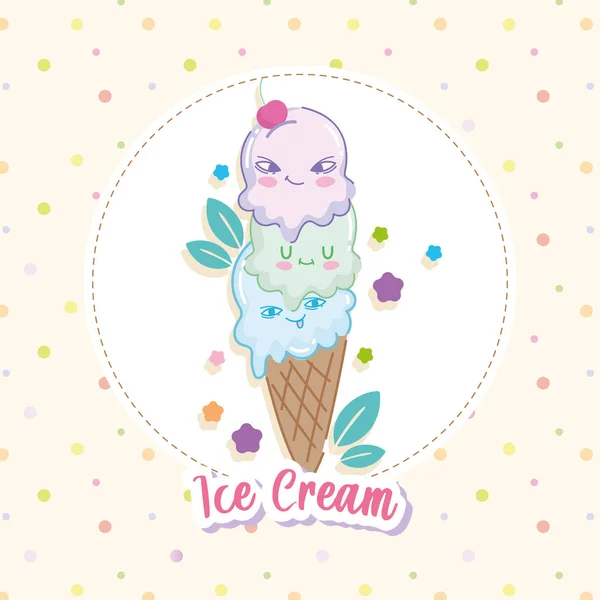 Lindo cono de helado — Vector de stock