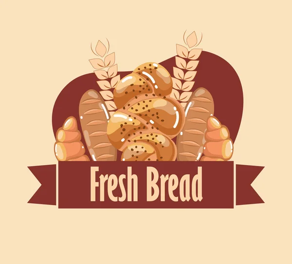 Comida de pan fresco — Vector de stock