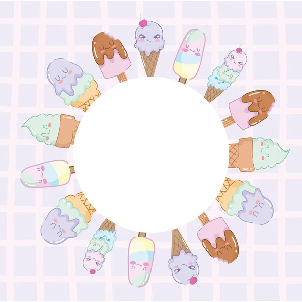 Симпатичные мороженое круглый значок — стоковый вектор