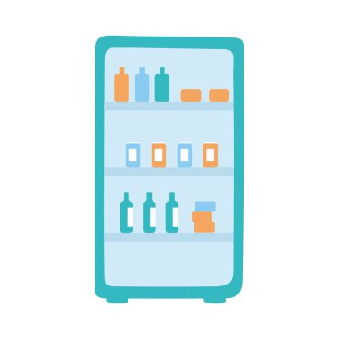 Buzdolabında içecek var.