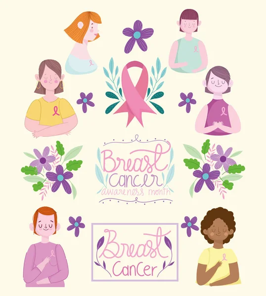 Рак молочной железы и женщина — стоковый вектор
