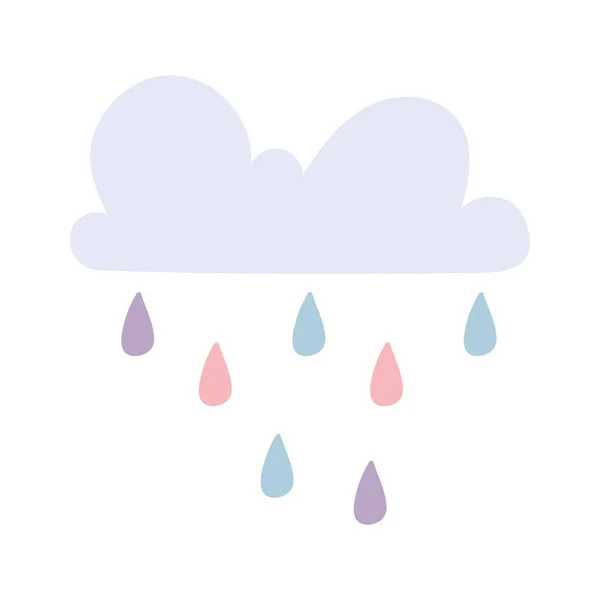 Gotas de lluvia clima nuboso — Vector de stock