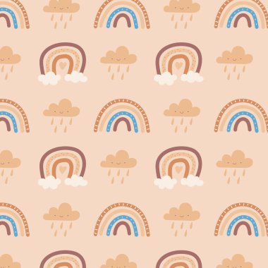 Sevimli gökkuşağı ve bulutlar