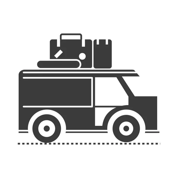 Silhouette of camper travel — Stock Vector