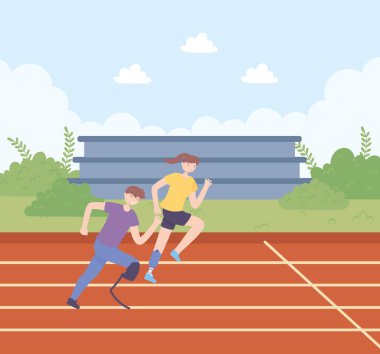 Koşu yapan engelliler