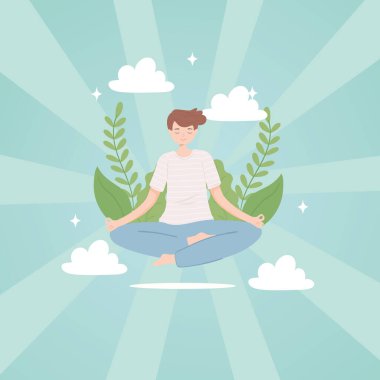 Genç adam Lotus pozu