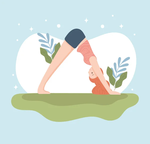 Mädchen Yoga Stretching — Stockvektor