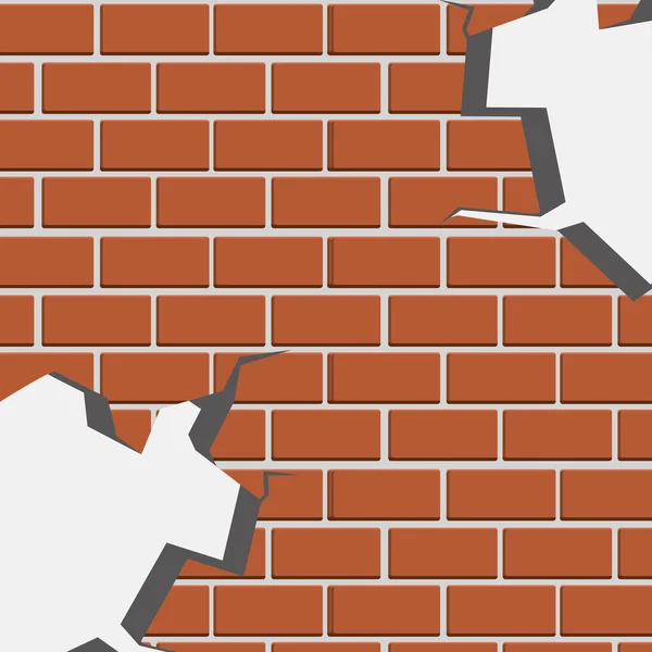 Wall of brick cracked — Stock Vector